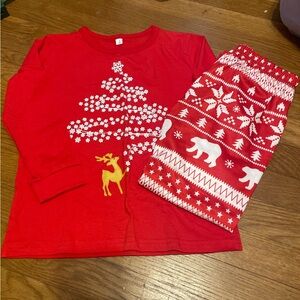 Holiday Kids Pajama Set with Reindeer Design